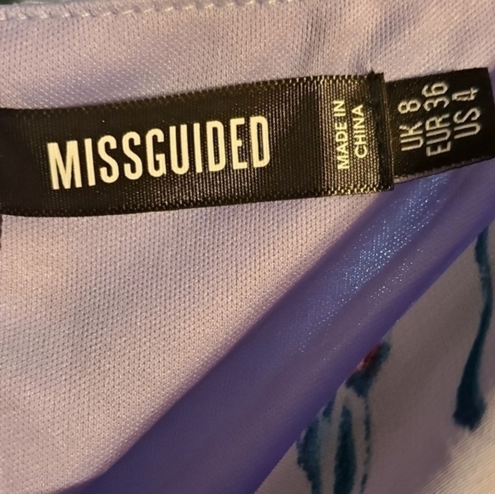 Missguided Floral Lilac Square Neckline Mini Dress Size 4 NWT - Picture 10 of 12